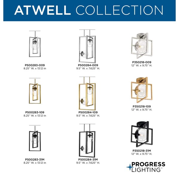 Atwell Collection Black Two-Light Pendant